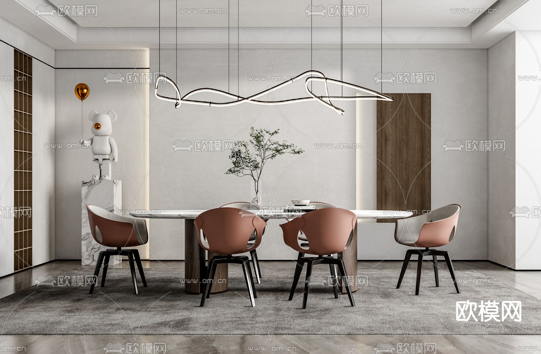 现代餐厅su模型