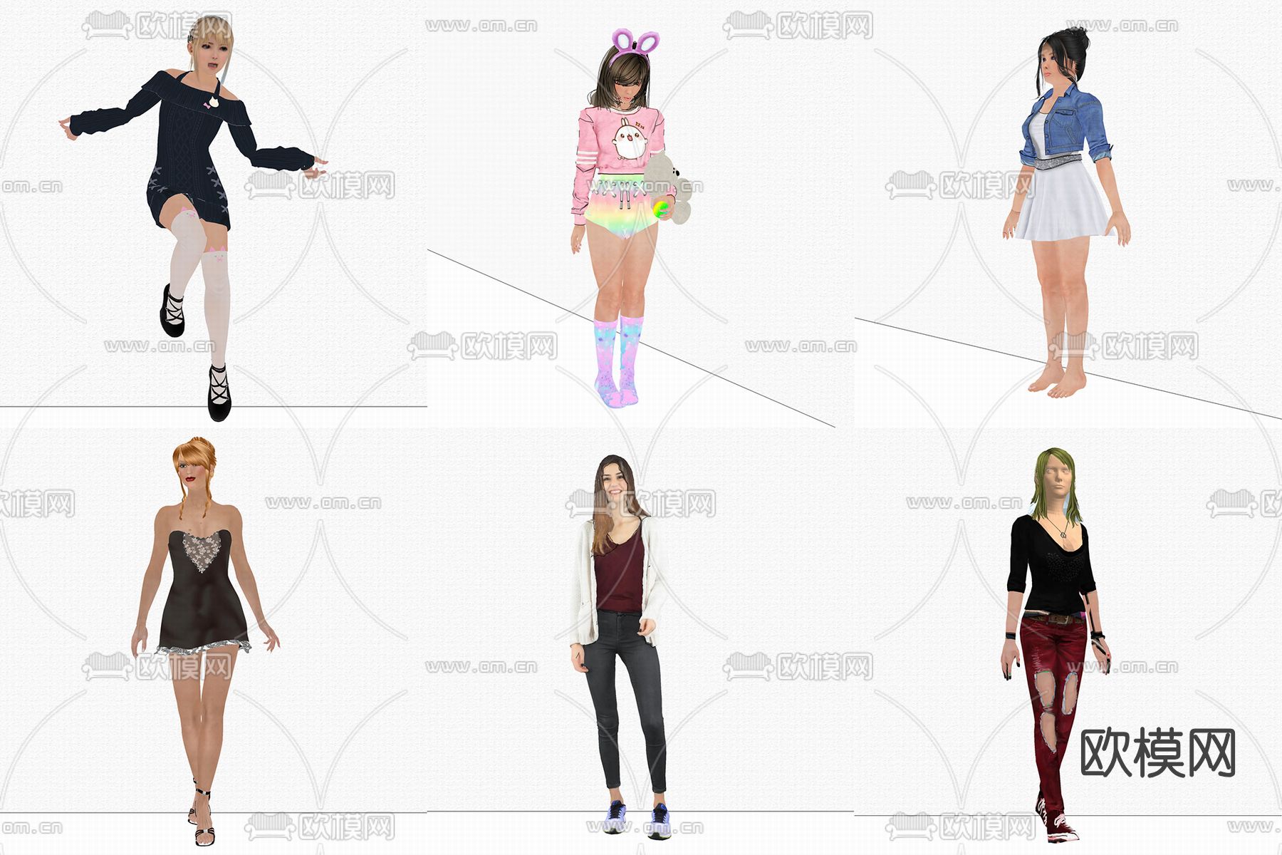 现代女人人物su模型下载（渲染图2）