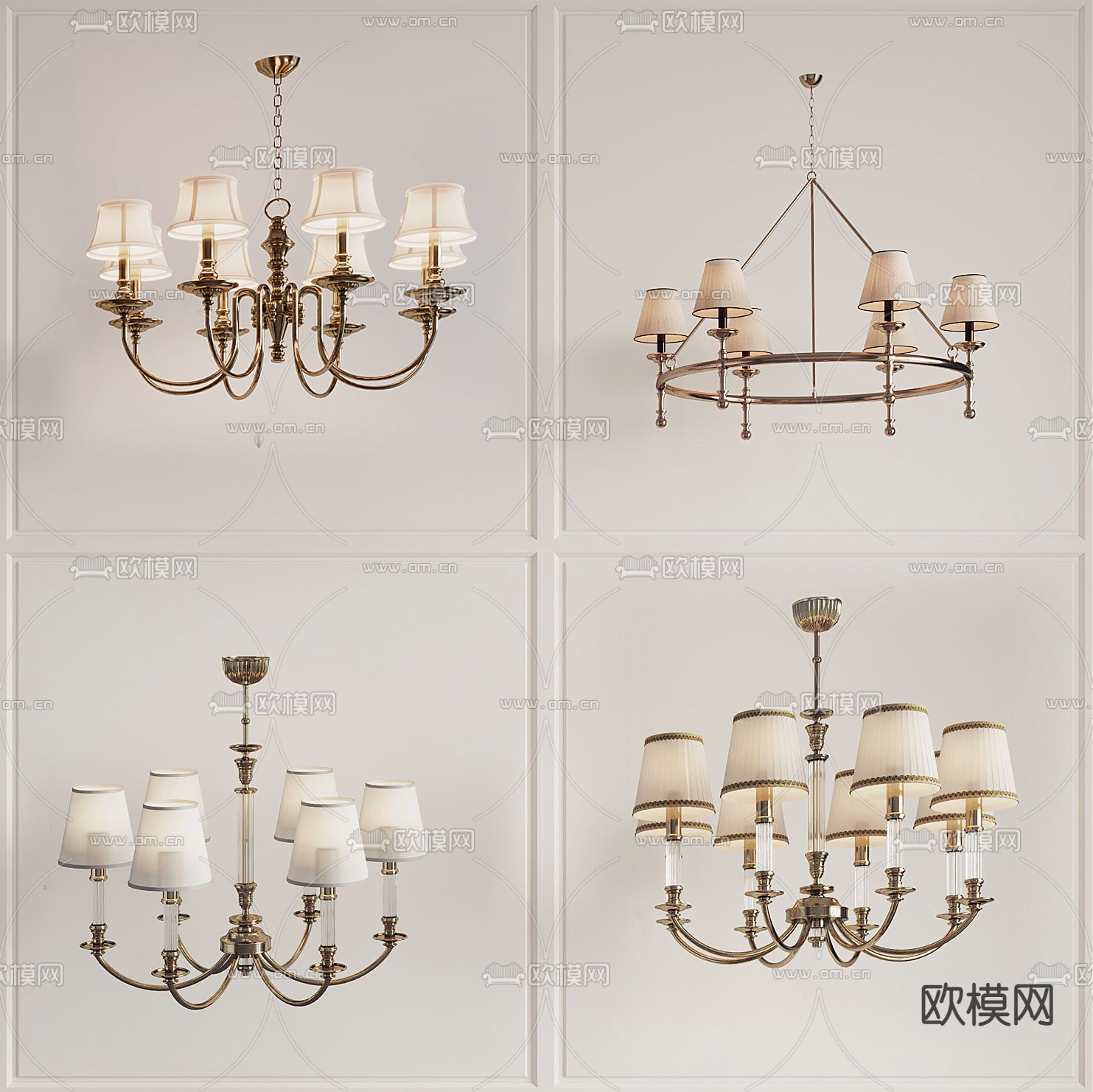 美式金属吊灯3d模型下载