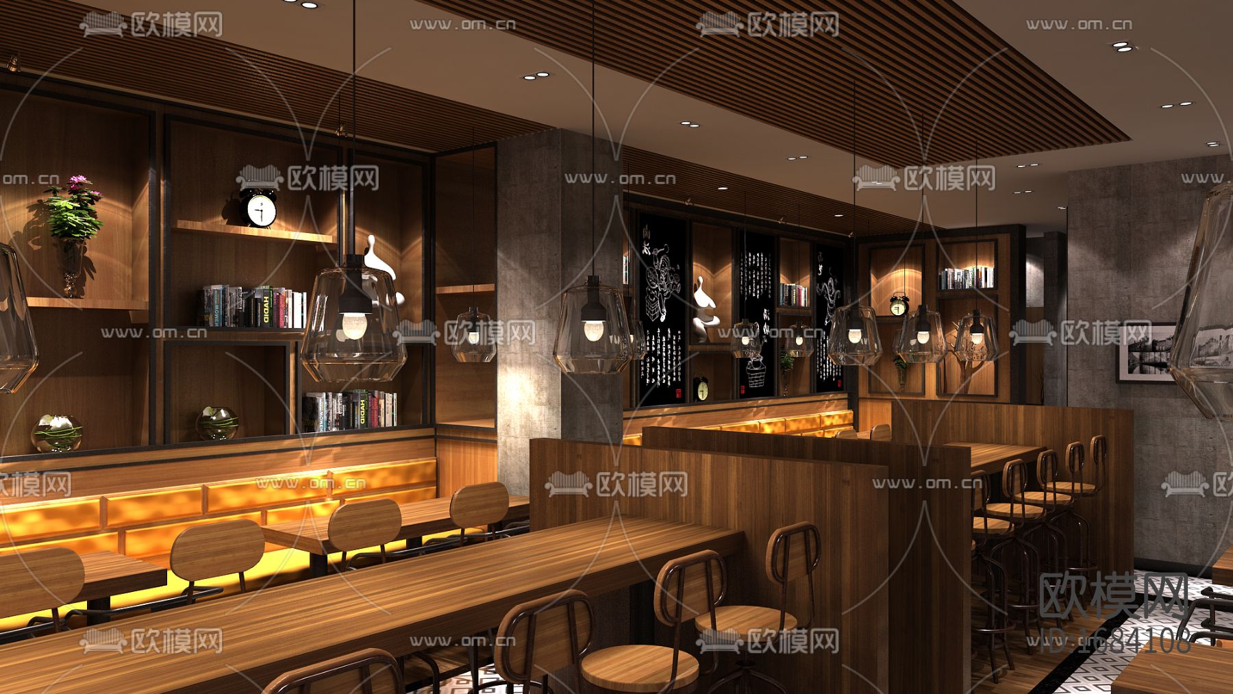 烤肉店cad施工图下载（渲染图4）