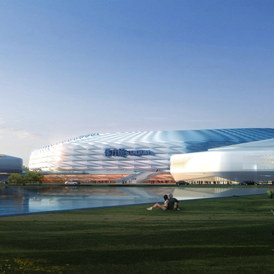  现代体育馆鸟瞰su模型 