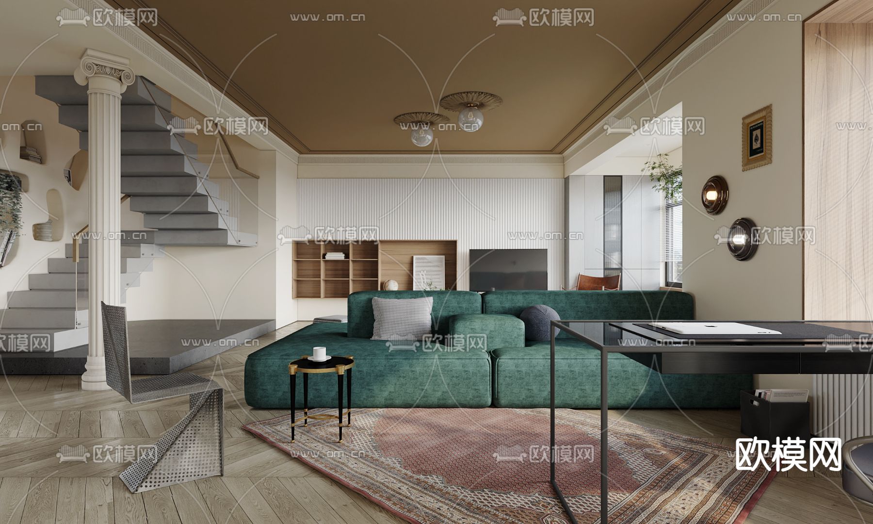 后现代混搭客餐厅3d模型