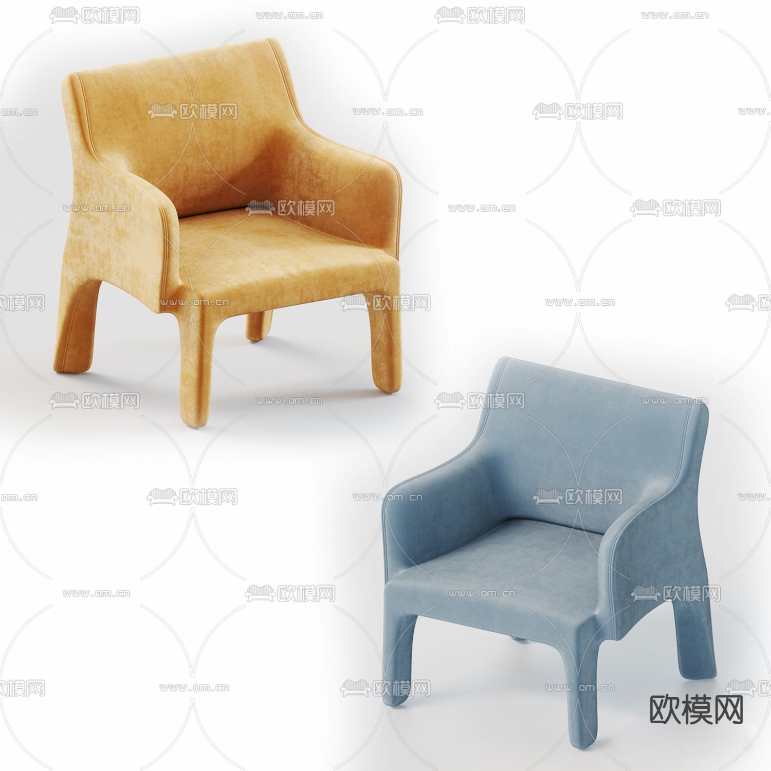 现代布艺休闲椅3d模型下载