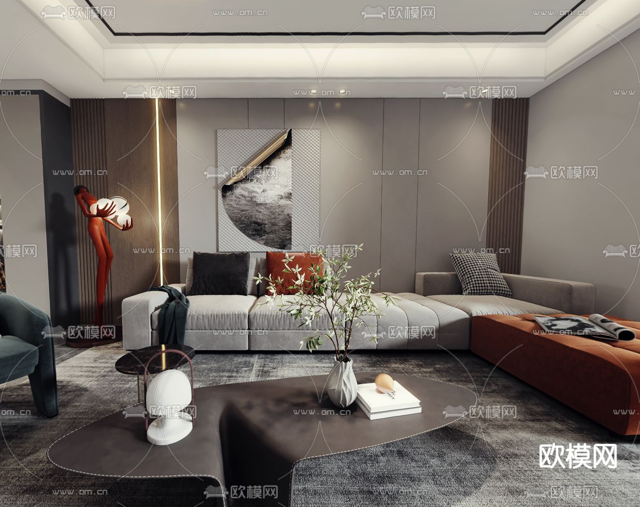 现代轻奢客餐厅vr全景3d模型