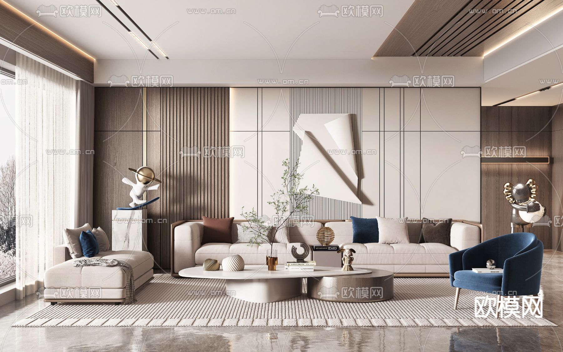 现代布艺沙发组合3d模型