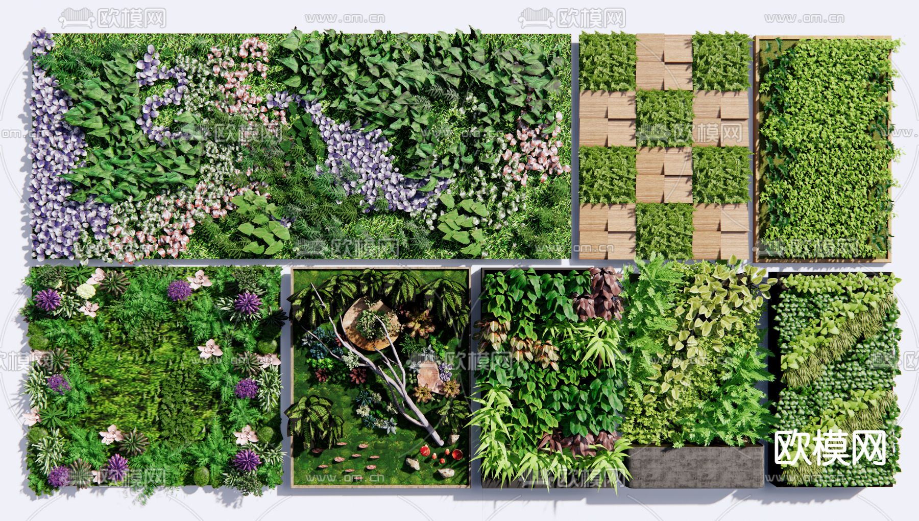 现代植物墙绿植墙su模型下载（渲染图1）