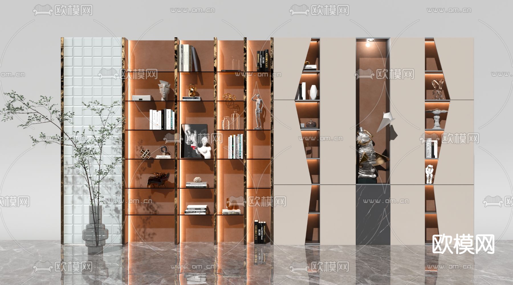 现代轻奢装饰柜3d模型下载