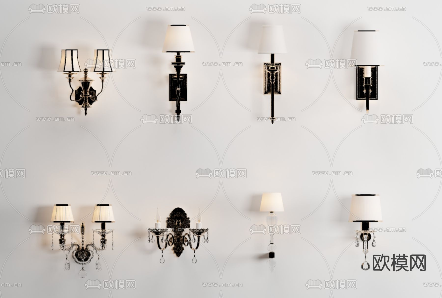 欧式轻奢壁灯免费3d模型下载