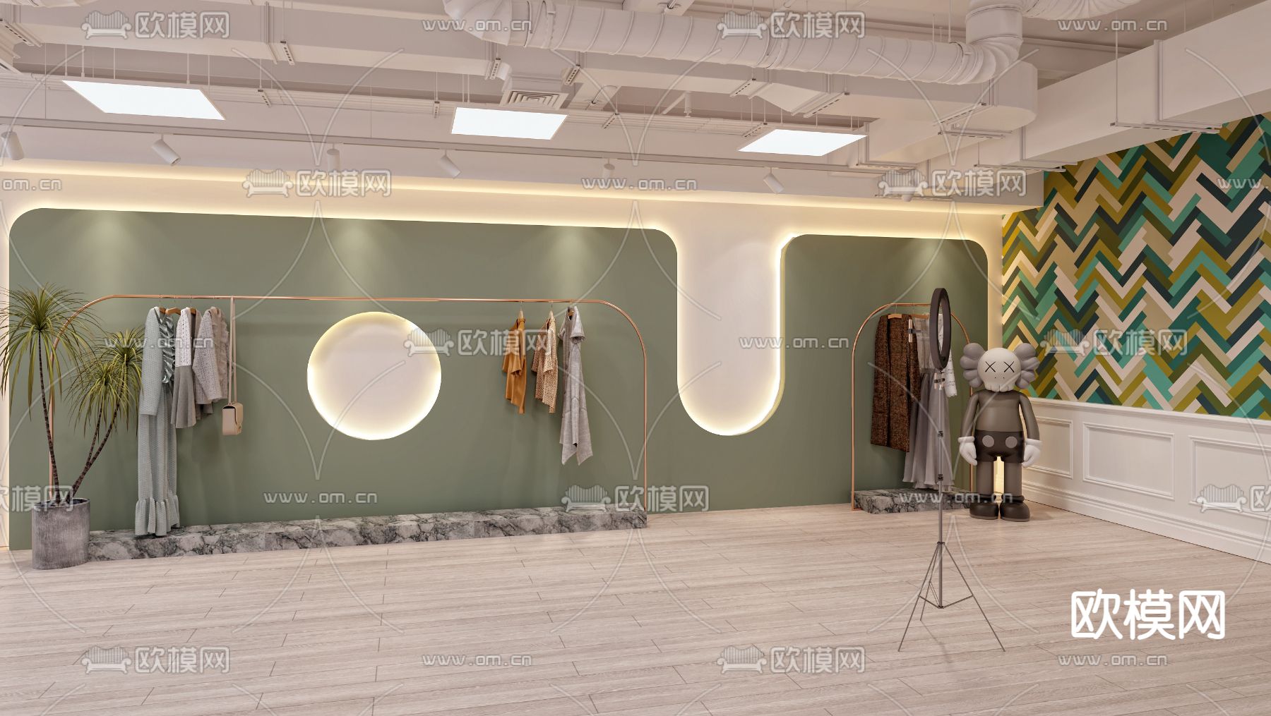 现代服装店直播间3d模型