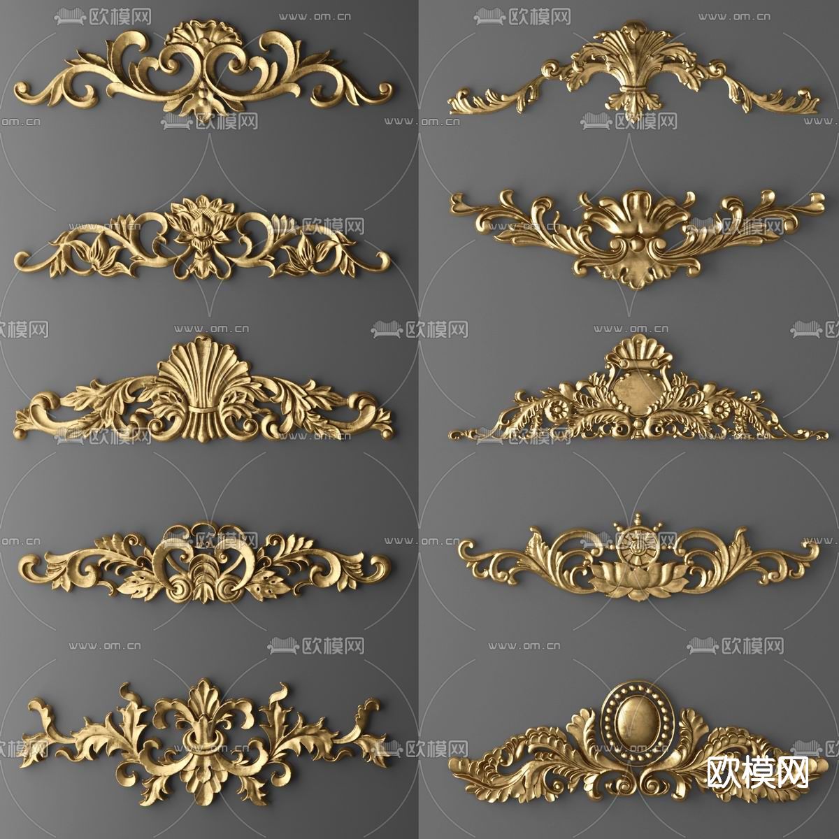 欧式金属雕花构件su模型下载（渲染图1）