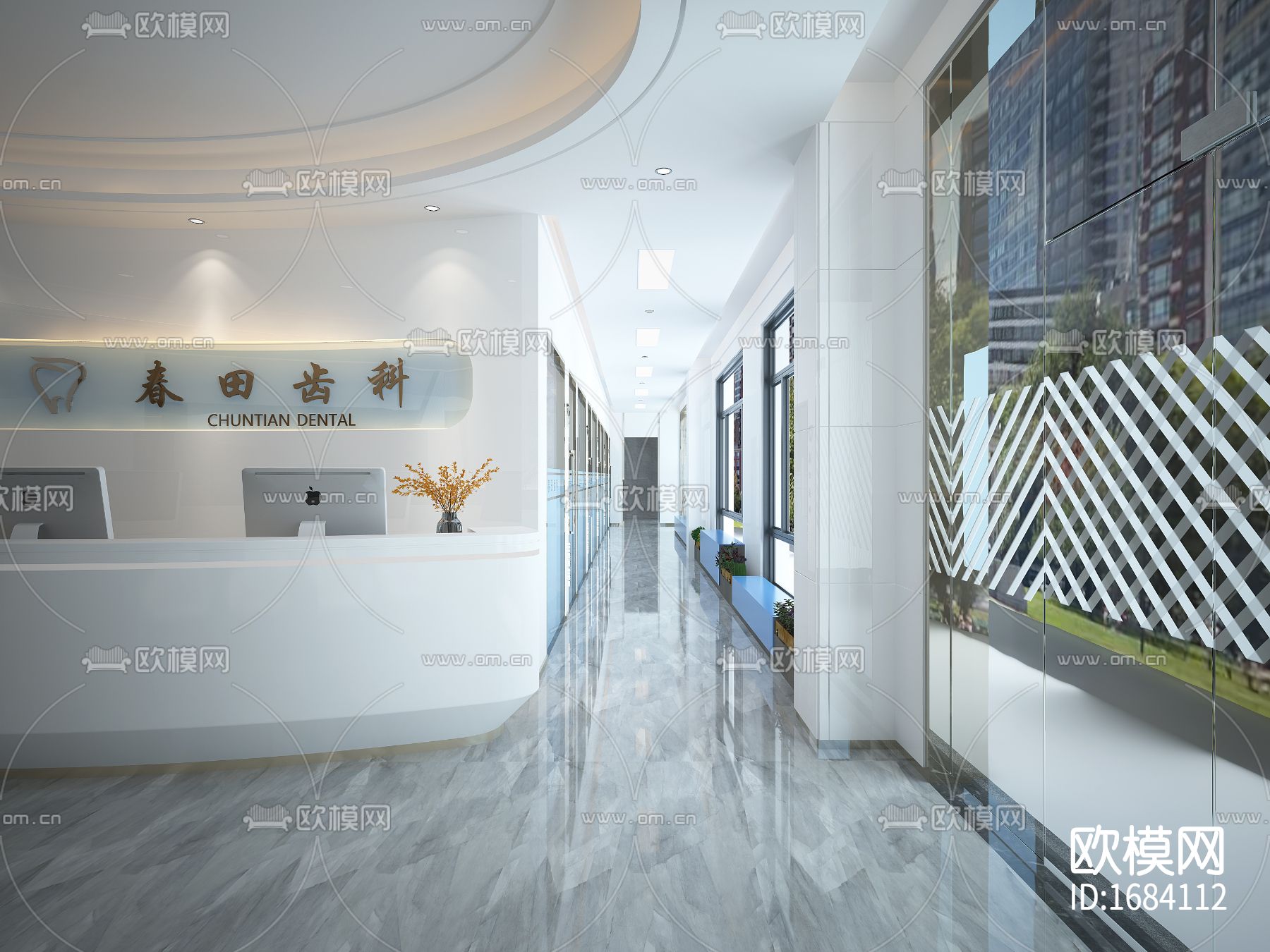 口腔诊所cad施工图下载（渲染图7）