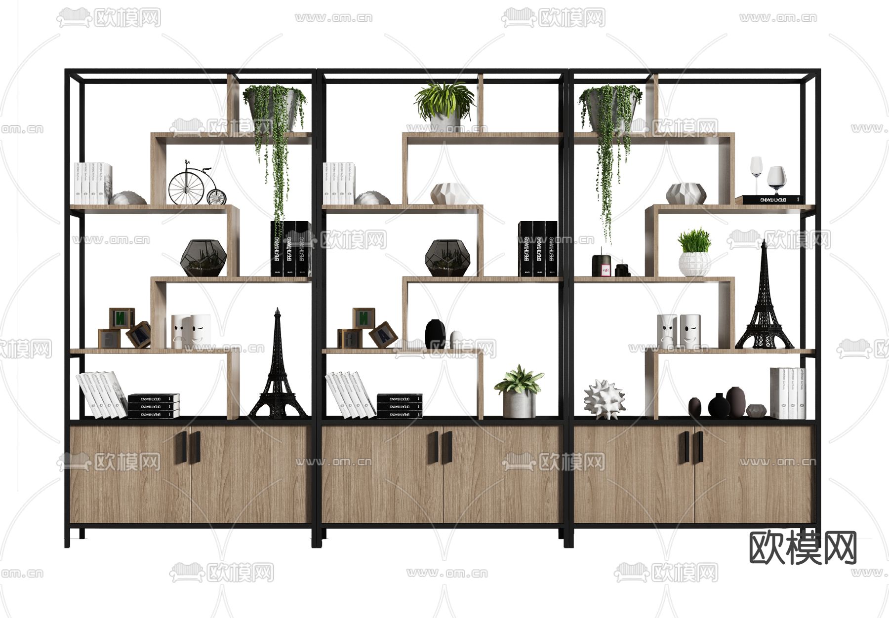 工业风置物架su模型下载（渲染图1）