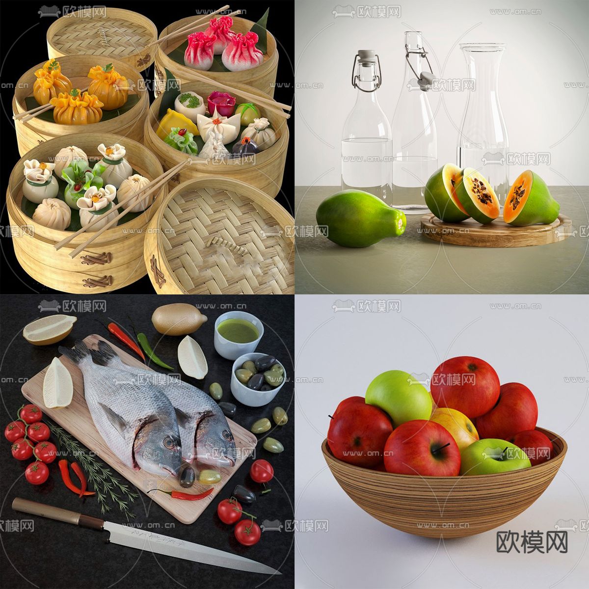 现代食物su模型下载（渲染图1）
