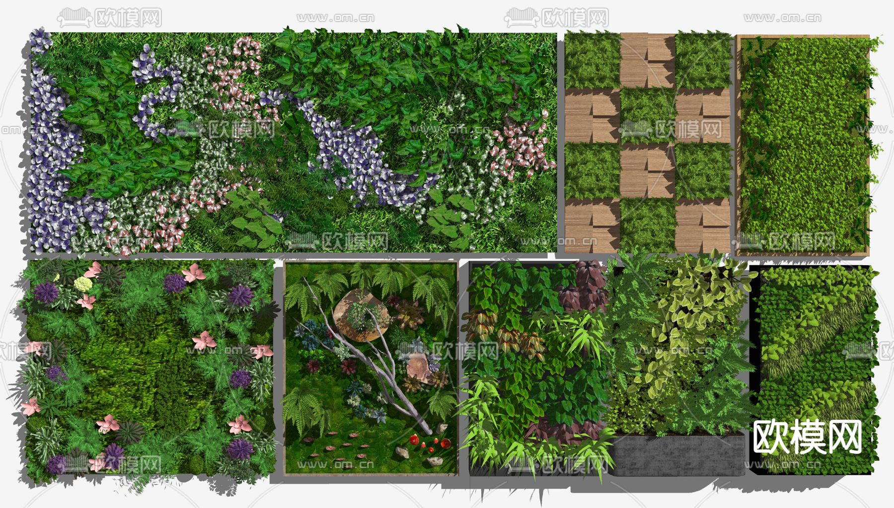 现代植物墙绿植墙su模型下载（渲染图2）