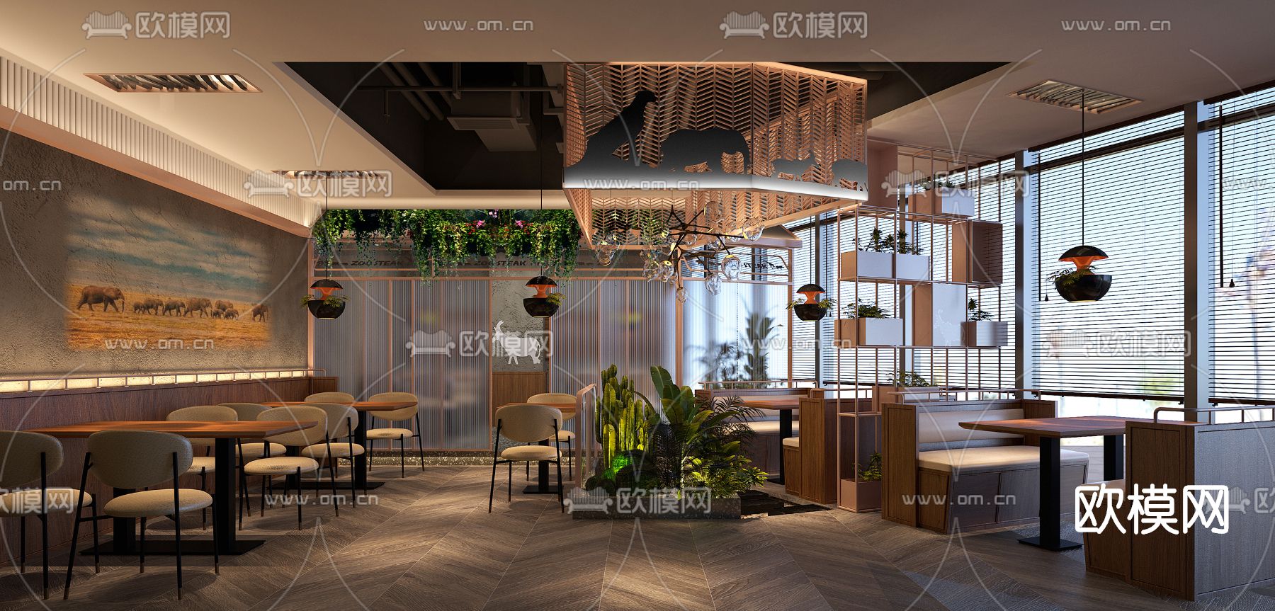 现代动物主题餐厅3d模型