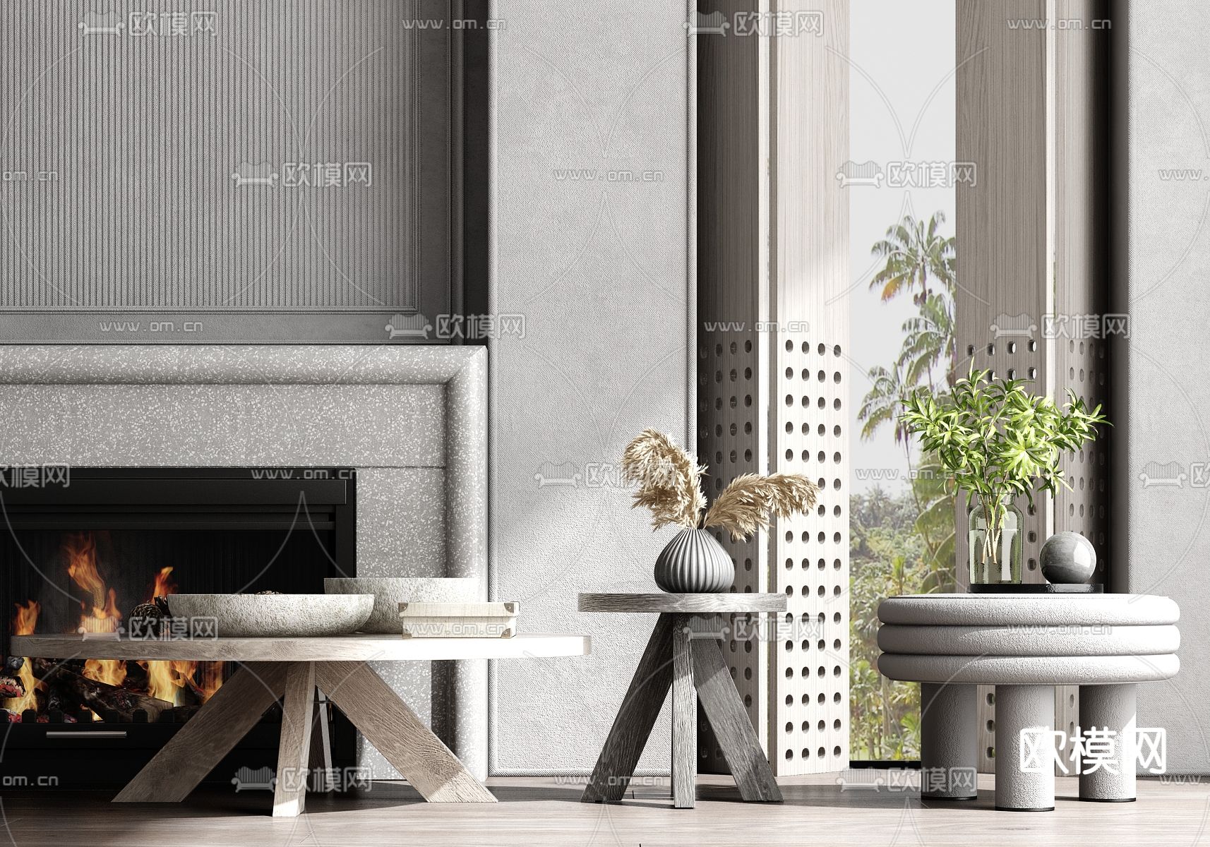 现代轻奢茶几su模型下载（渲染图1）