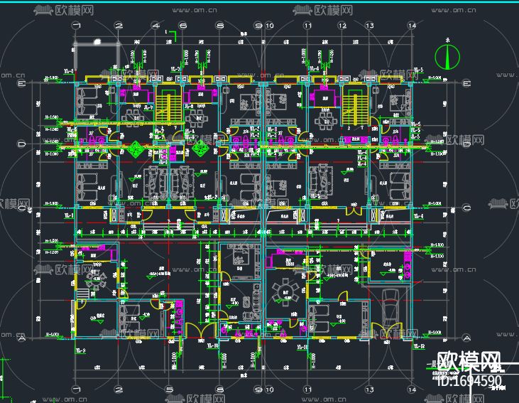 别墅cad平面及水电图下载（渲染图4）