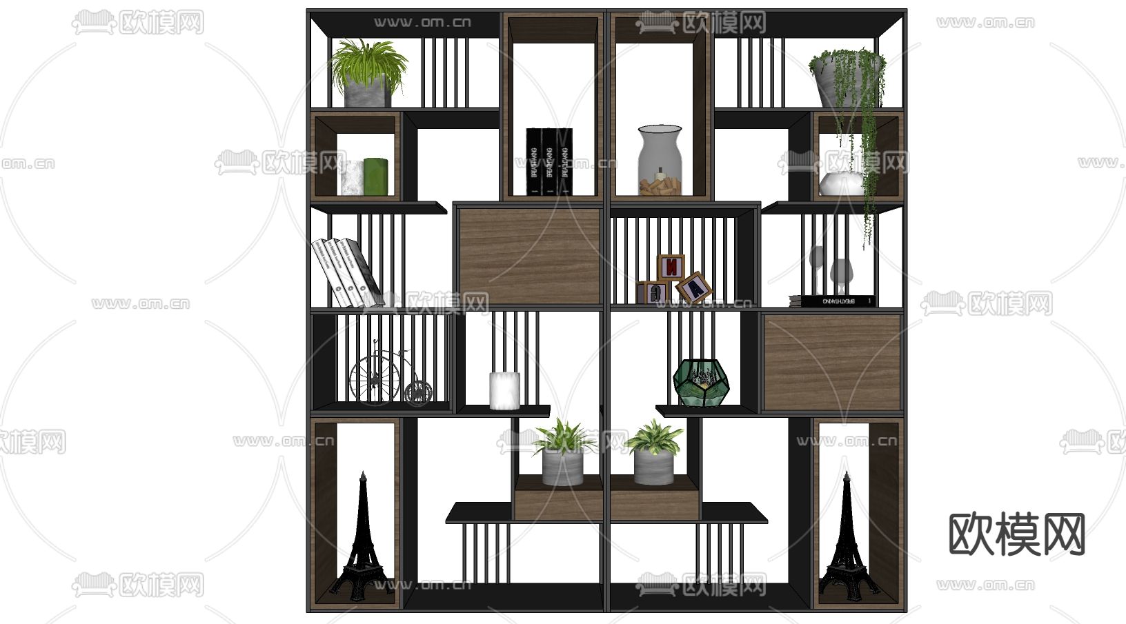 工业风置物架su模型下载（渲染图2）