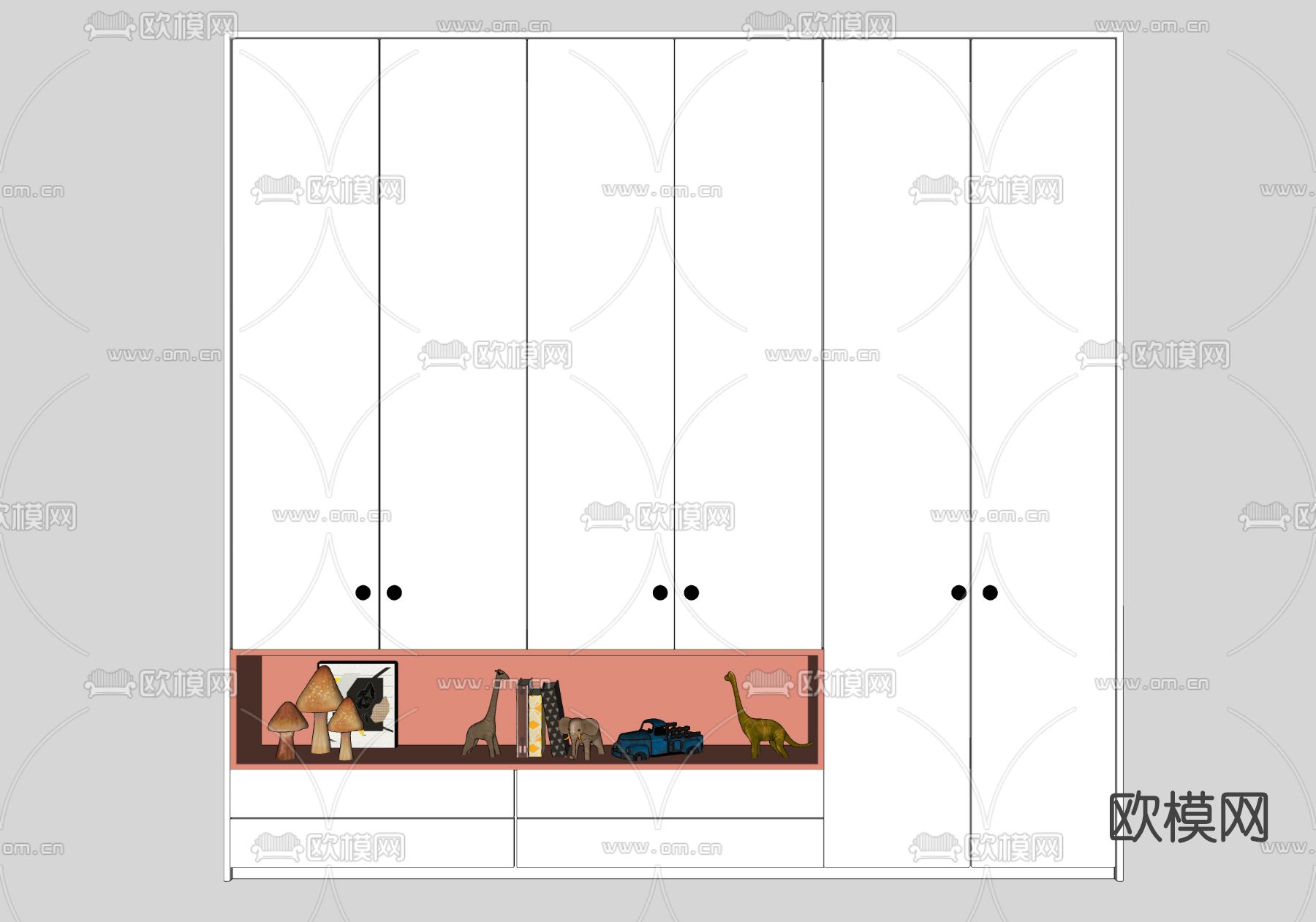 现代儿童衣柜su模型下载