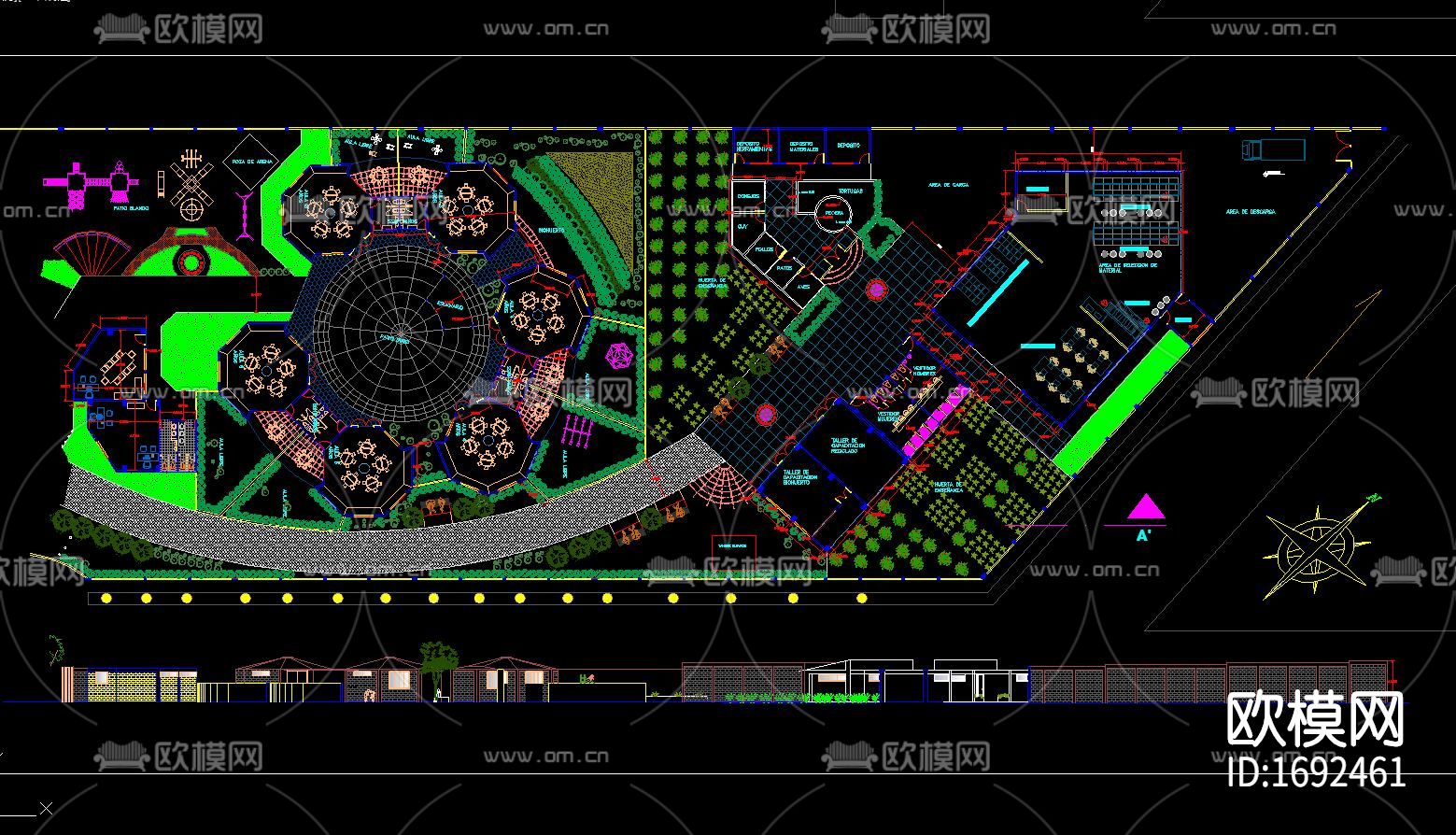 欧美景观绿化CAD图纸下载（渲染图1）