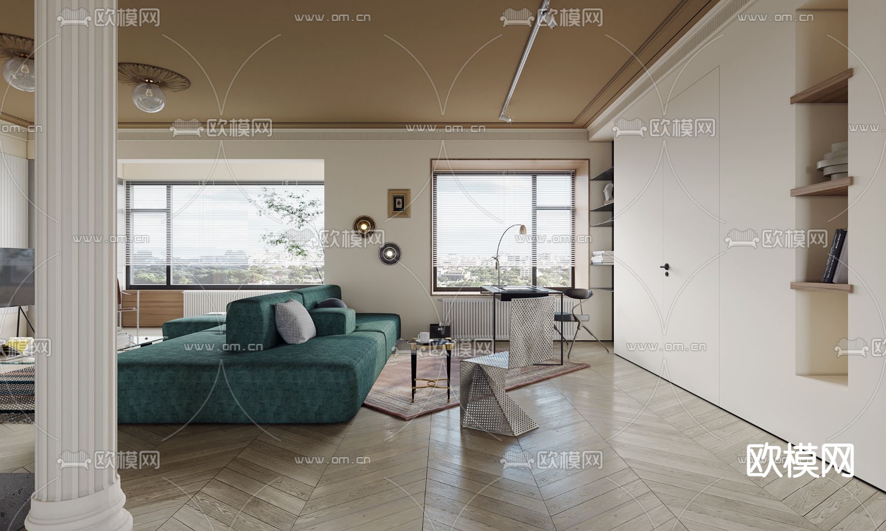 后现代混搭客餐厅3d模型