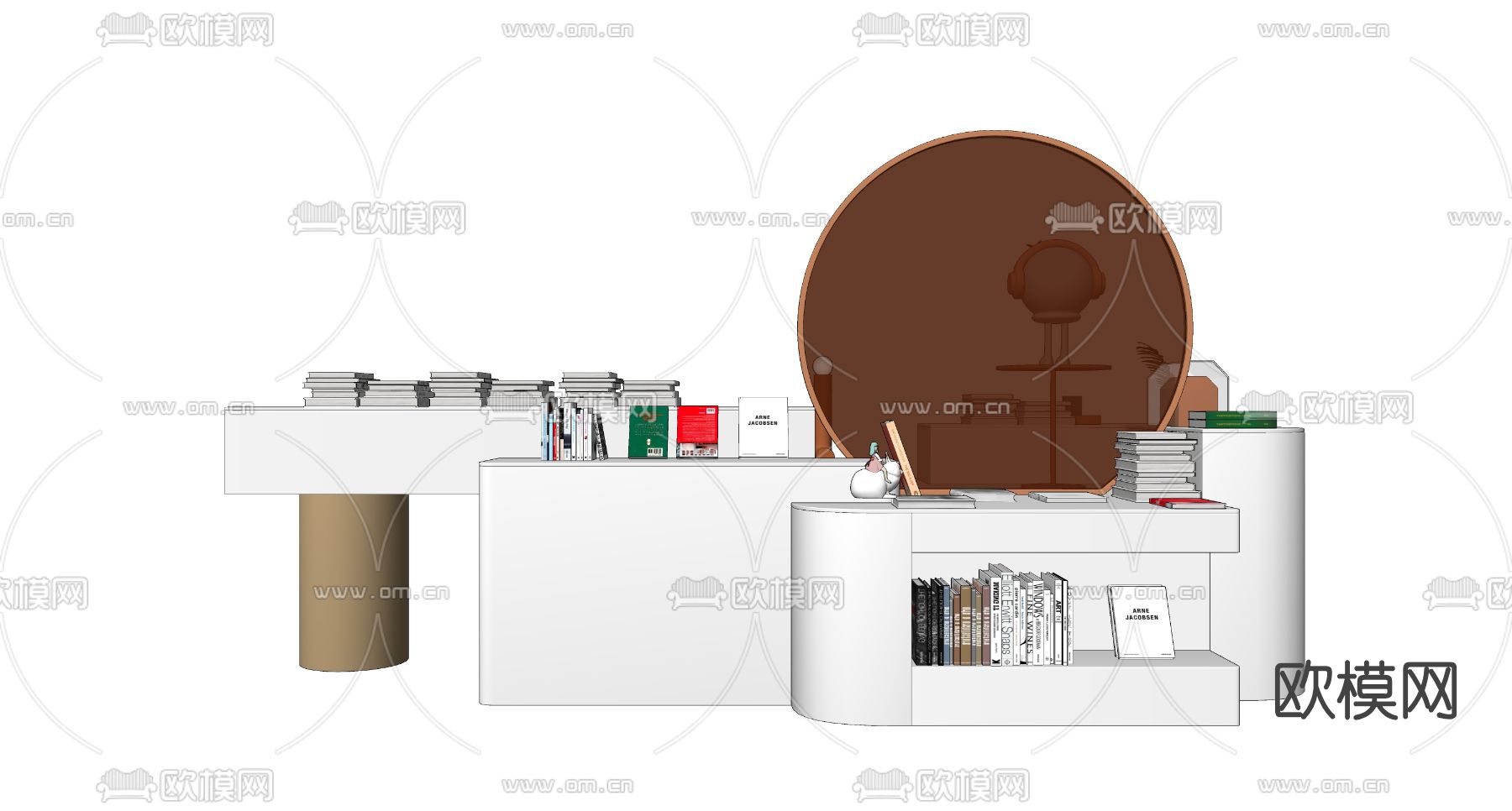 现代书籍展柜货架su模型下载