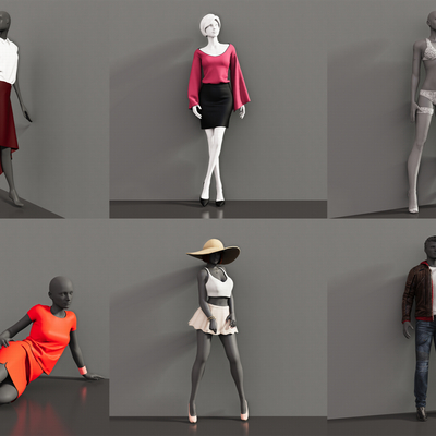  现代服装模特su模型 