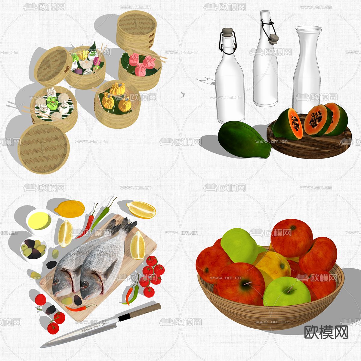 现代食物su模型下载（渲染图2）