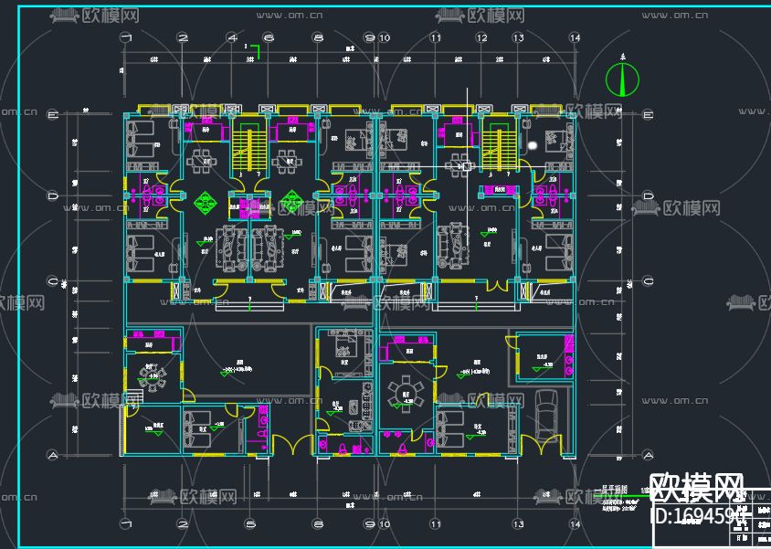 别墅cad平面及水电图下载（渲染图3）