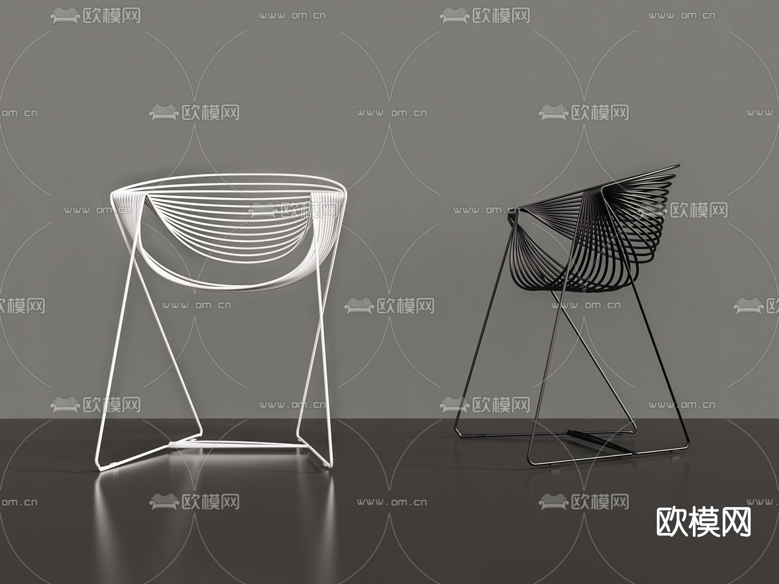 现代创意单椅su模型下载（渲染图1）