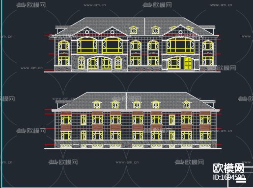 别墅cad平面及水电图下载（渲染图2）