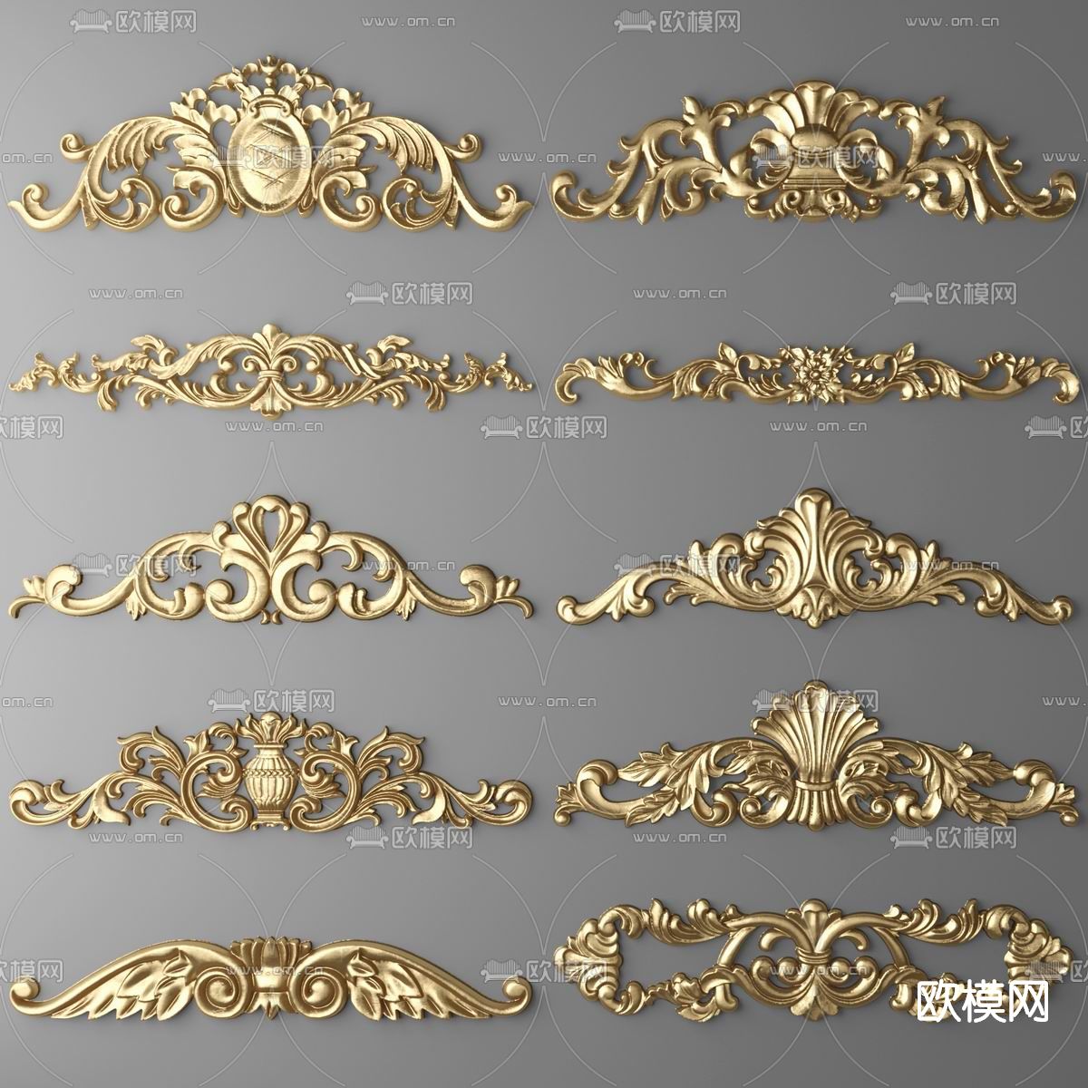 欧式金属雕花构件su模型下载（渲染图1）