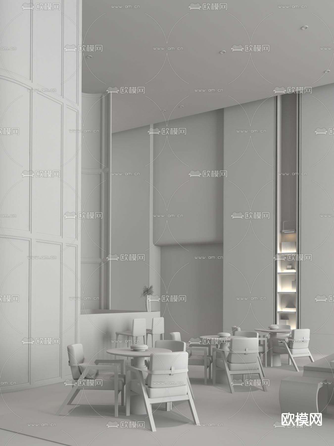 山禾金缘设计 现代售楼处洽谈区3d模型下载（渲染图2）