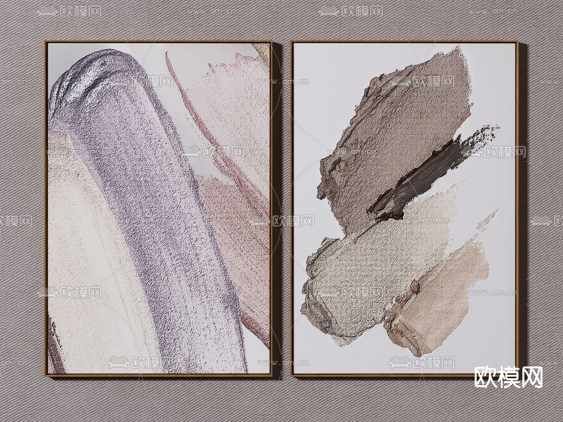 侘寂抽象装饰画su模型下载