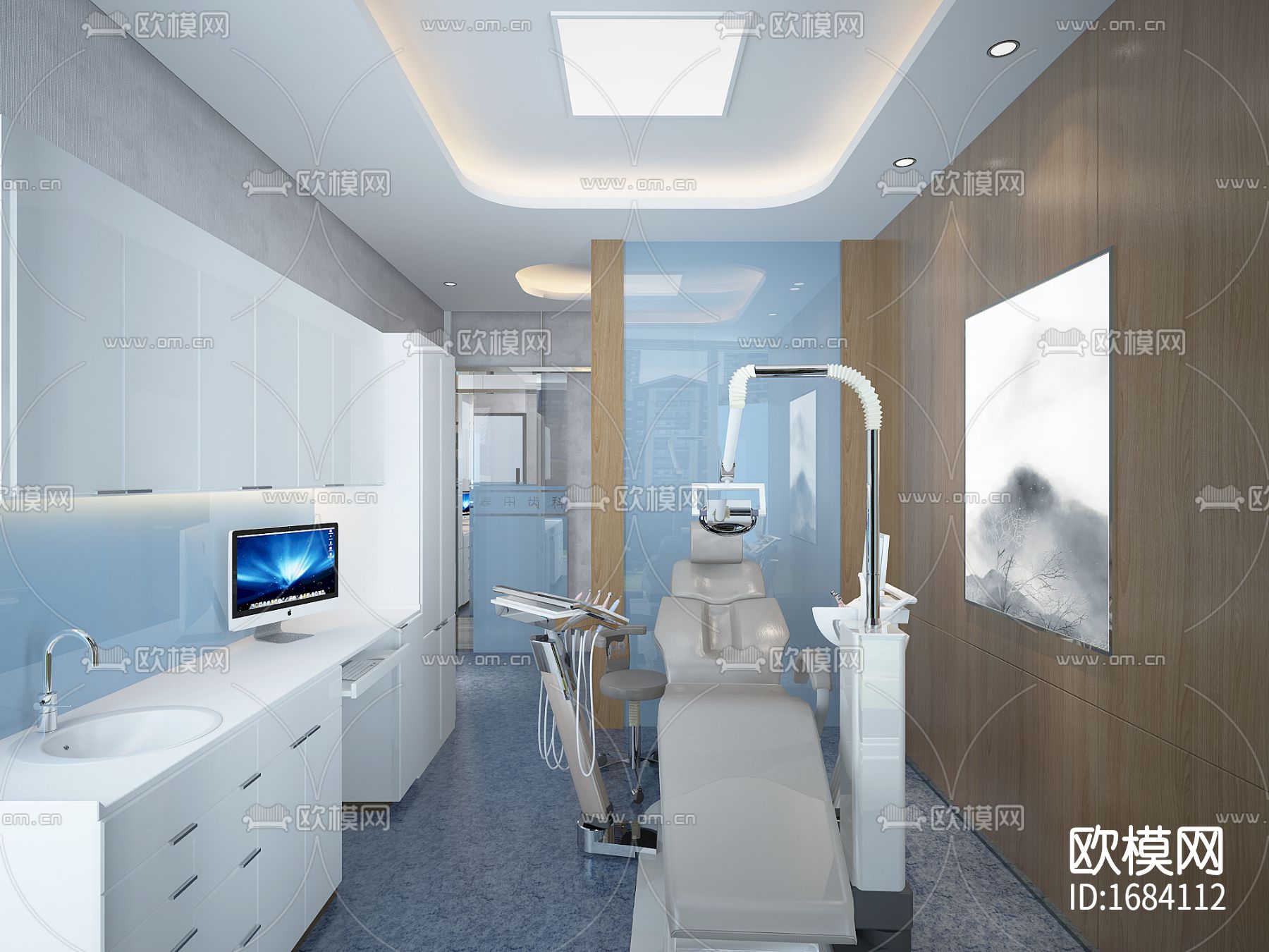 口腔诊所cad施工图下载（渲染图1）