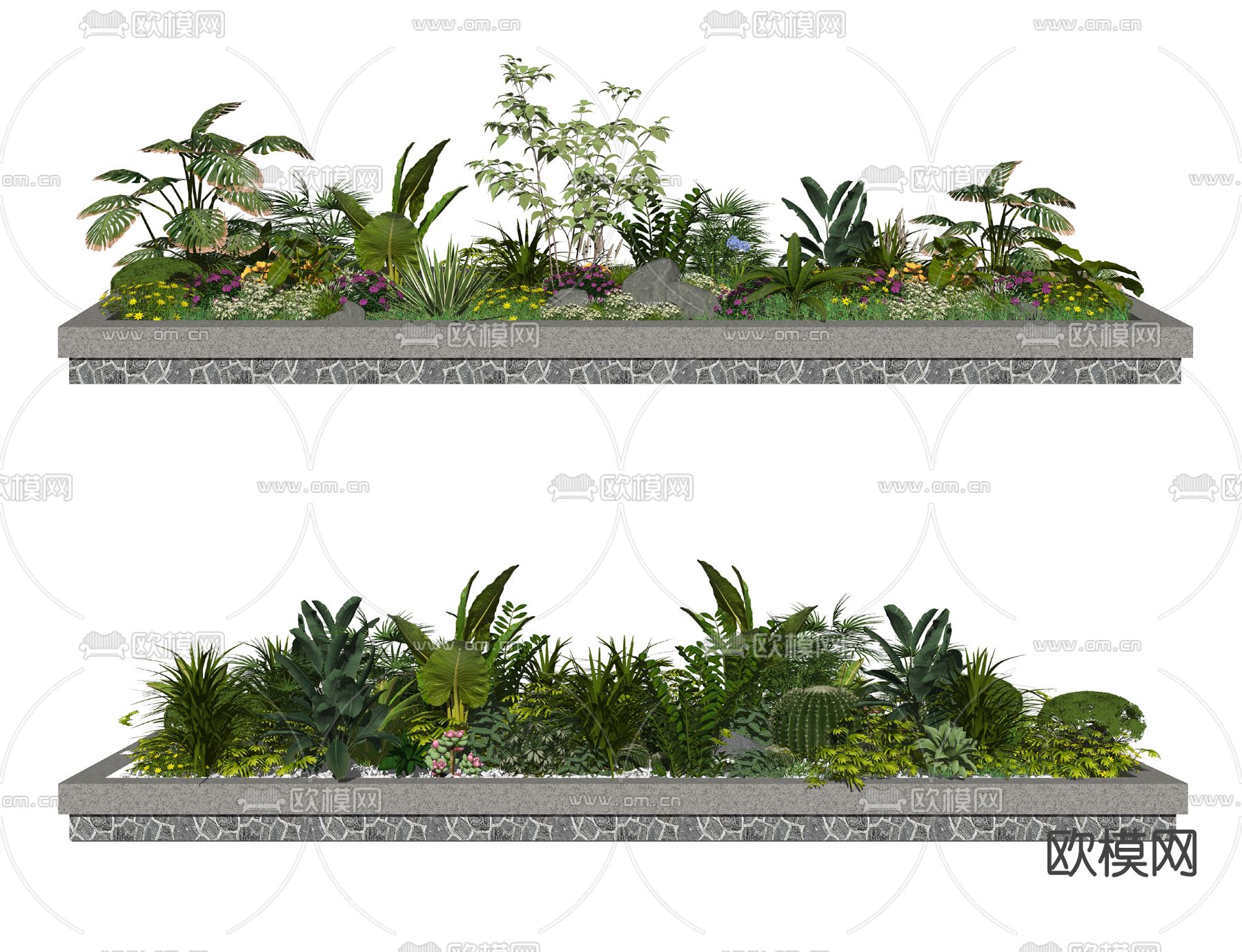 现代花坛园艺小品su模型下载