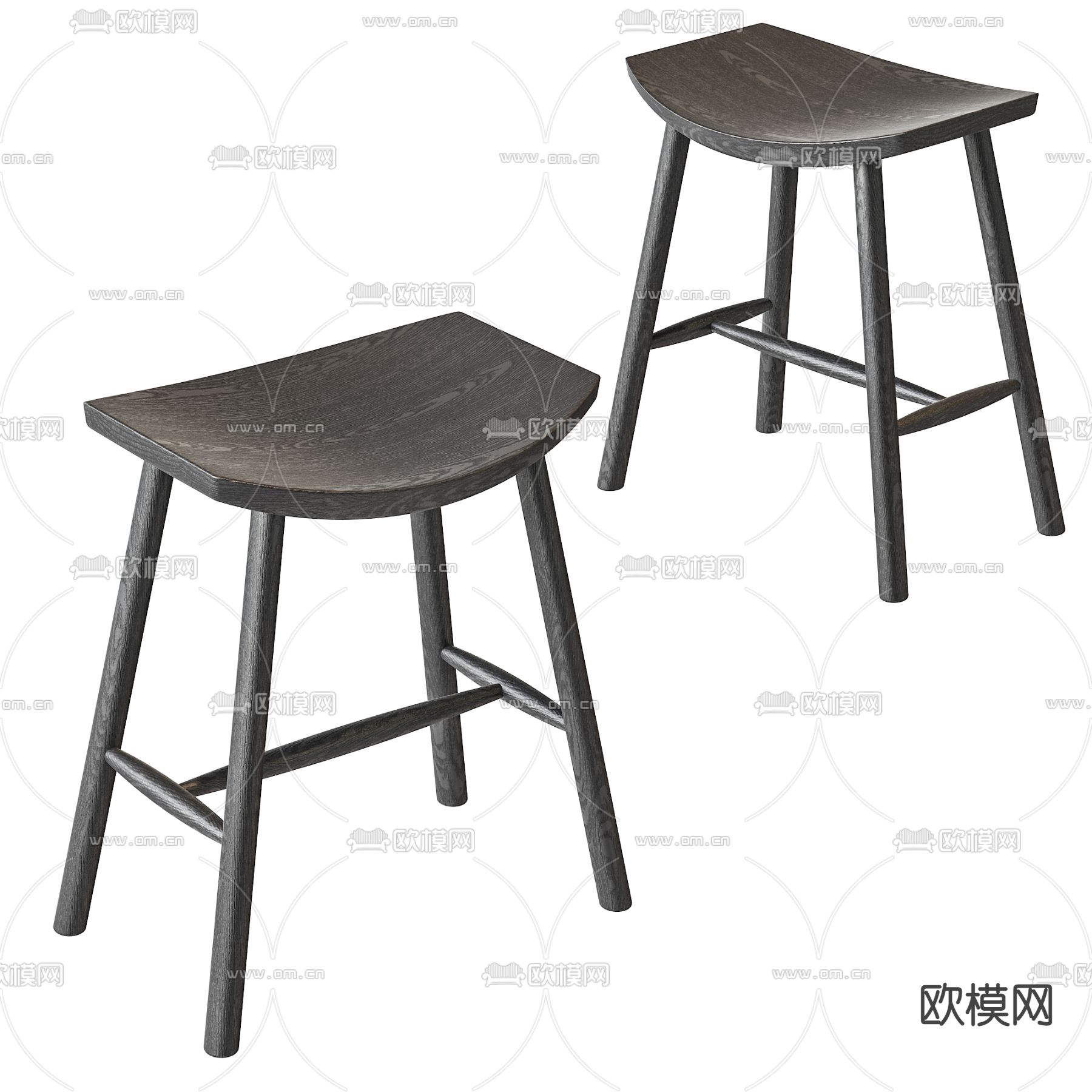 北欧原木凳子3d模型下载