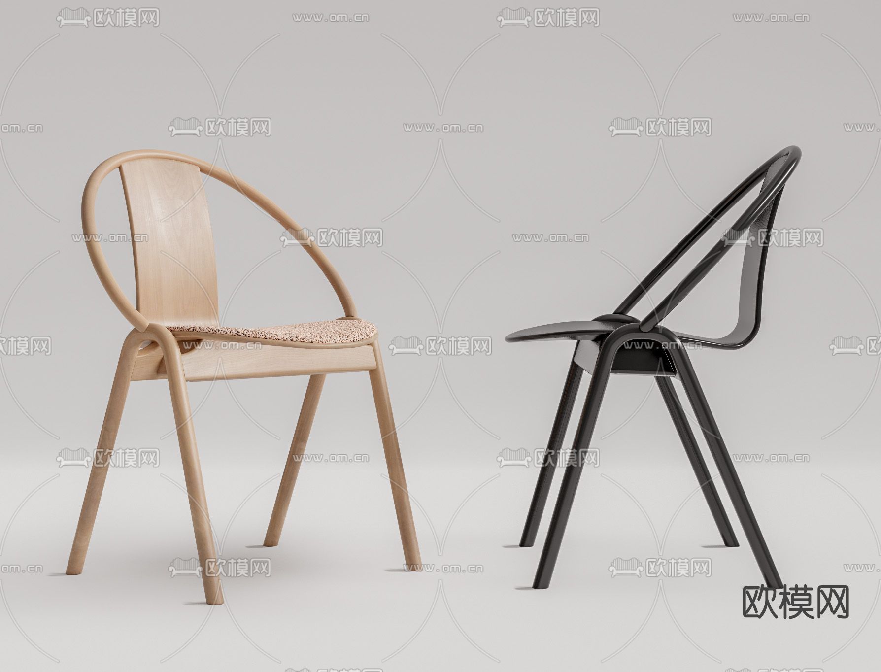 现代单椅餐椅su模型下载（渲染图1）