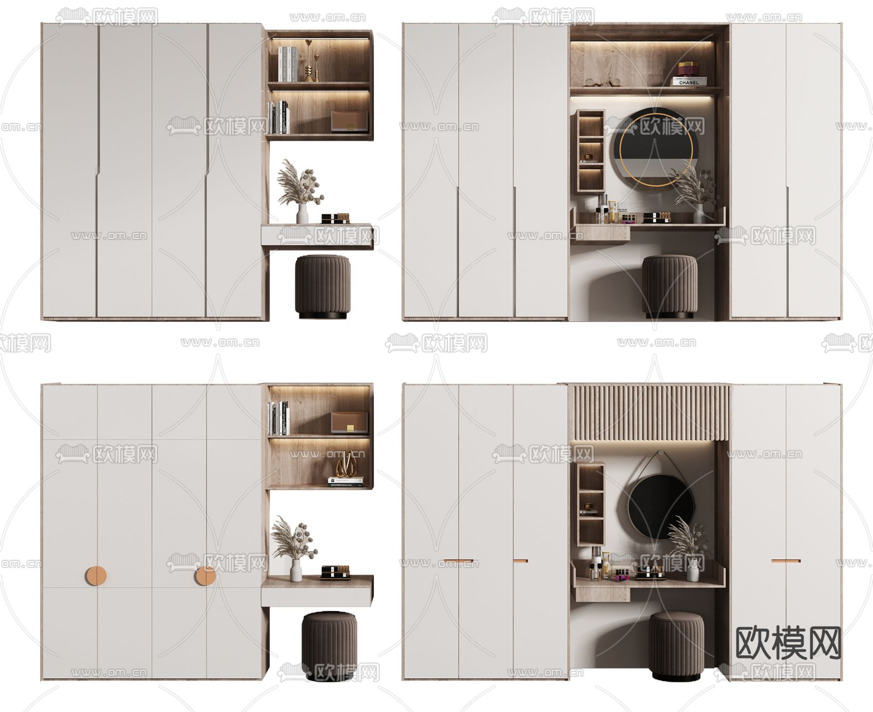 现代轻奢衣柜su模型下载（渲染图1）