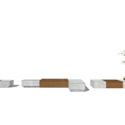  现代景观座椅su模型 