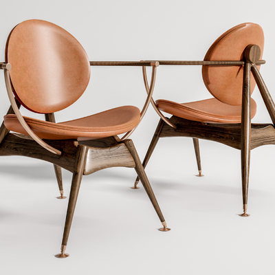 现代皮革休闲椅su模型