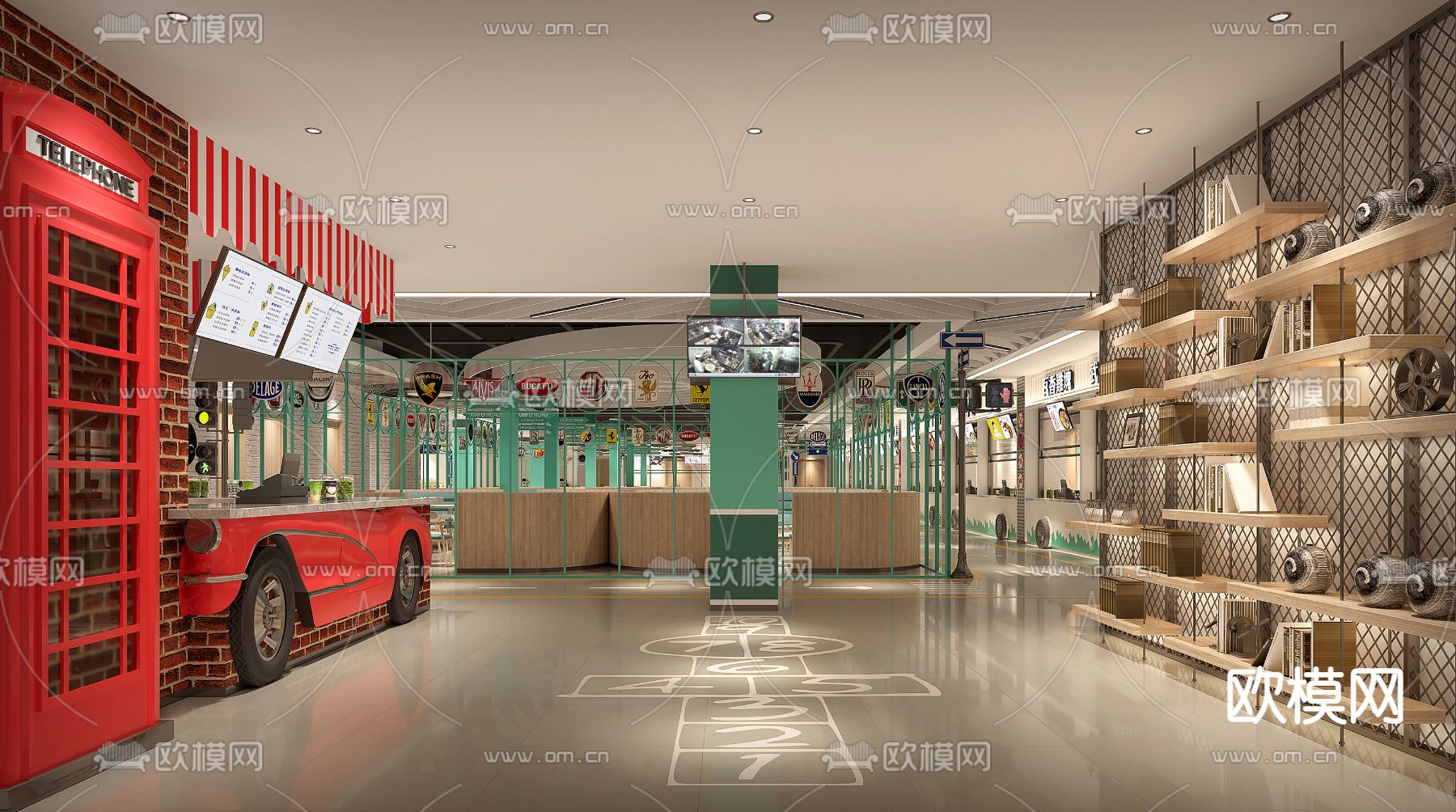 工业风交通学院食堂餐厅3d模型