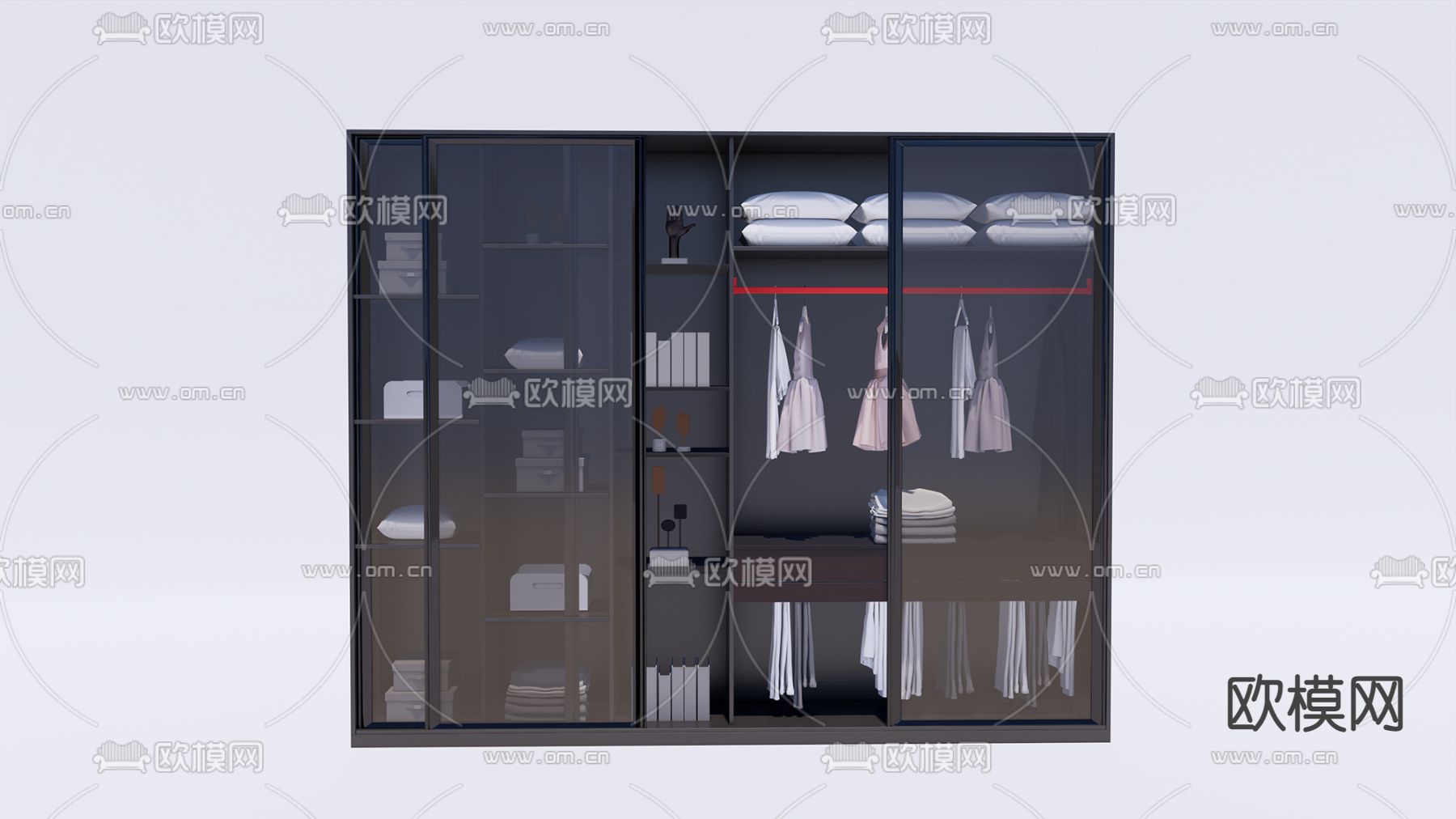现代轻奢衣柜su模型下载（渲染图1）