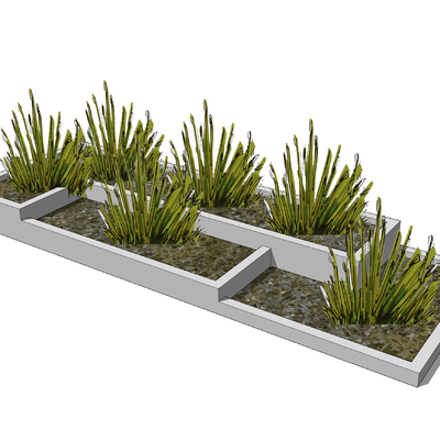  现代花坛园艺小品su模型 