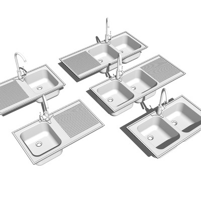 现代不锈钢水槽su模型