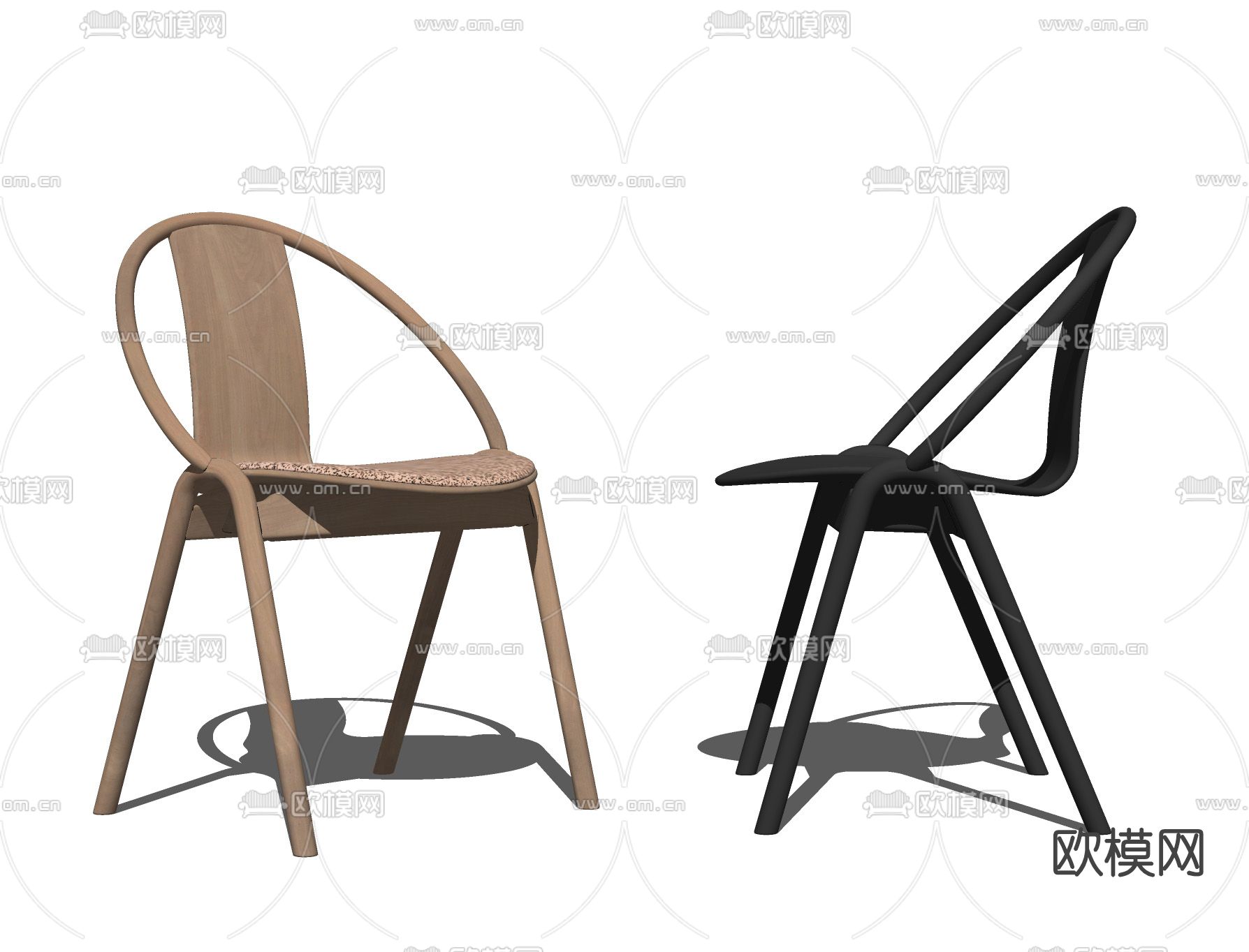 现代单椅餐椅su模型下载（渲染图2）