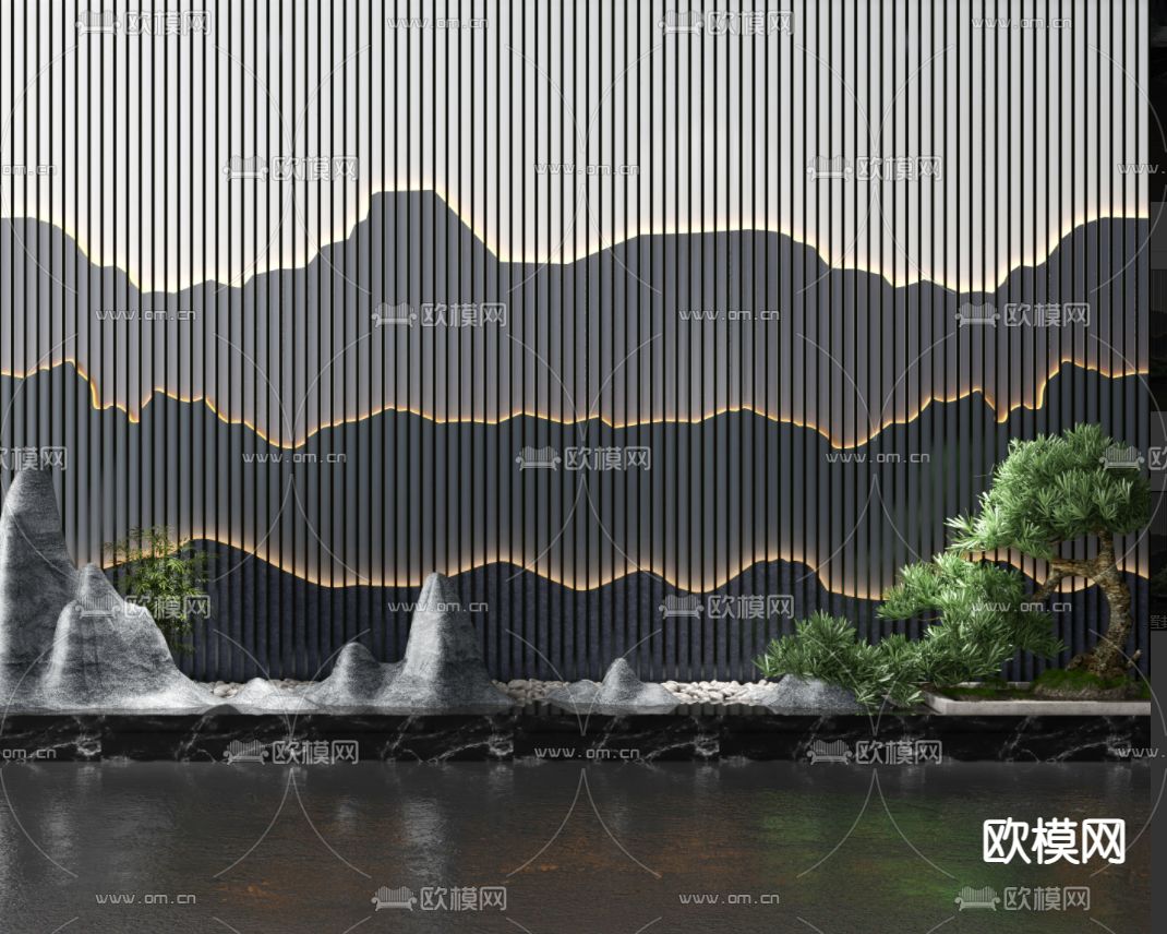 新中式景观园艺小品3d模型下载