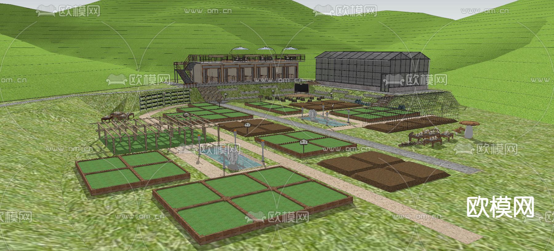 现代乡村su模型下载（渲染图2）