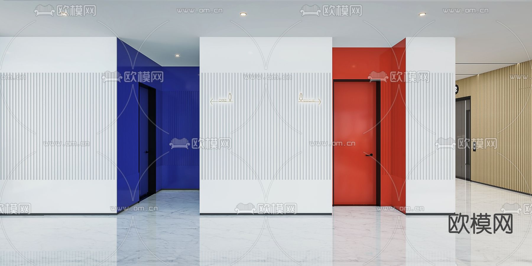 现代办公电梯走廊3d模型
