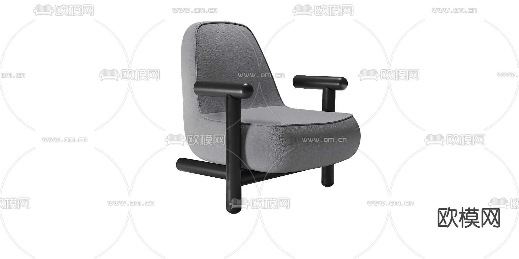 现代布艺单人沙发3d模型下载